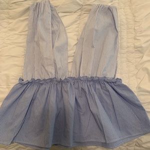 Aqua Deep-V Tank Top in white and blue